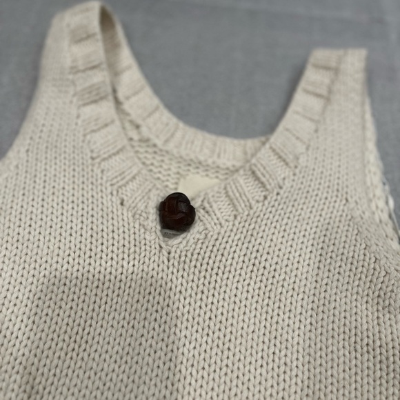[S]Trovata Off White Cashmere Blend Chunk Knit Tank Sweater Dress Crochet - Picture 4 of 9